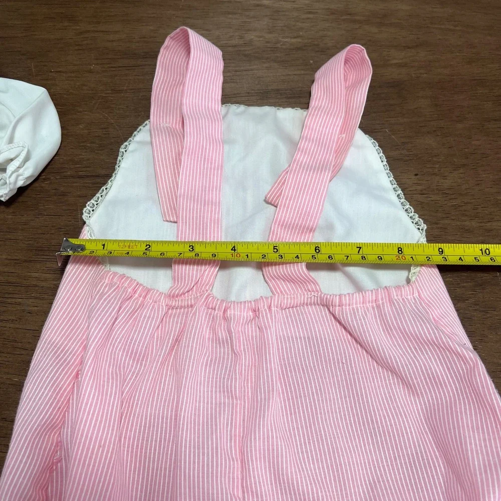 Tiny Tots Originals 2-Piece Outfit Pink Seersucker Embroidered Duck Vintage 6-9M
